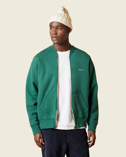 Felpa in stile "bomber" full zip con ricamo