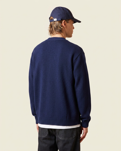 Cardigan in lana con ricamo sul petto