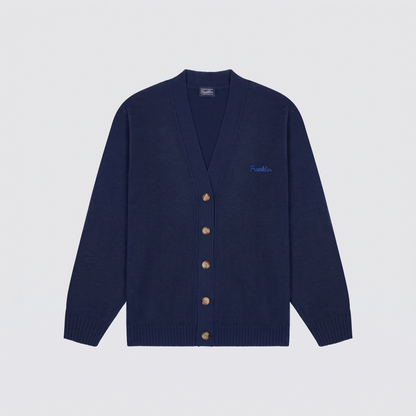 Cardigan in lana con ricamo sul petto