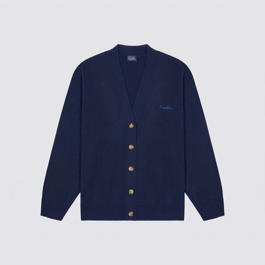 Cardigan in lana con ricamo sul petto