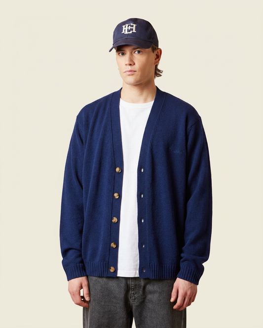 Cardigan in lana con ricamo sul petto