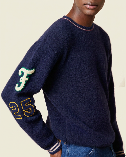 Maglione girocollo in lana con patches