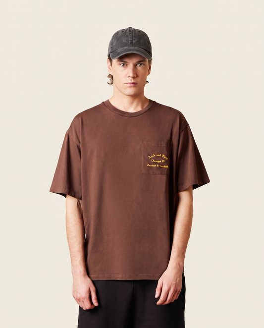 Short-sleeved jersey T-shirts with pocket and embroidery