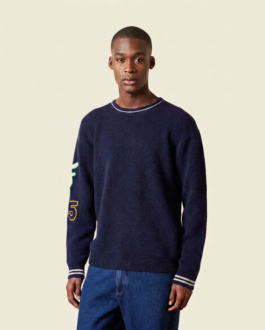 Maglione girocollo in lana con patches
