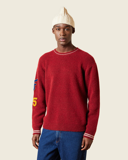 Maglione girocollo in lana con patches