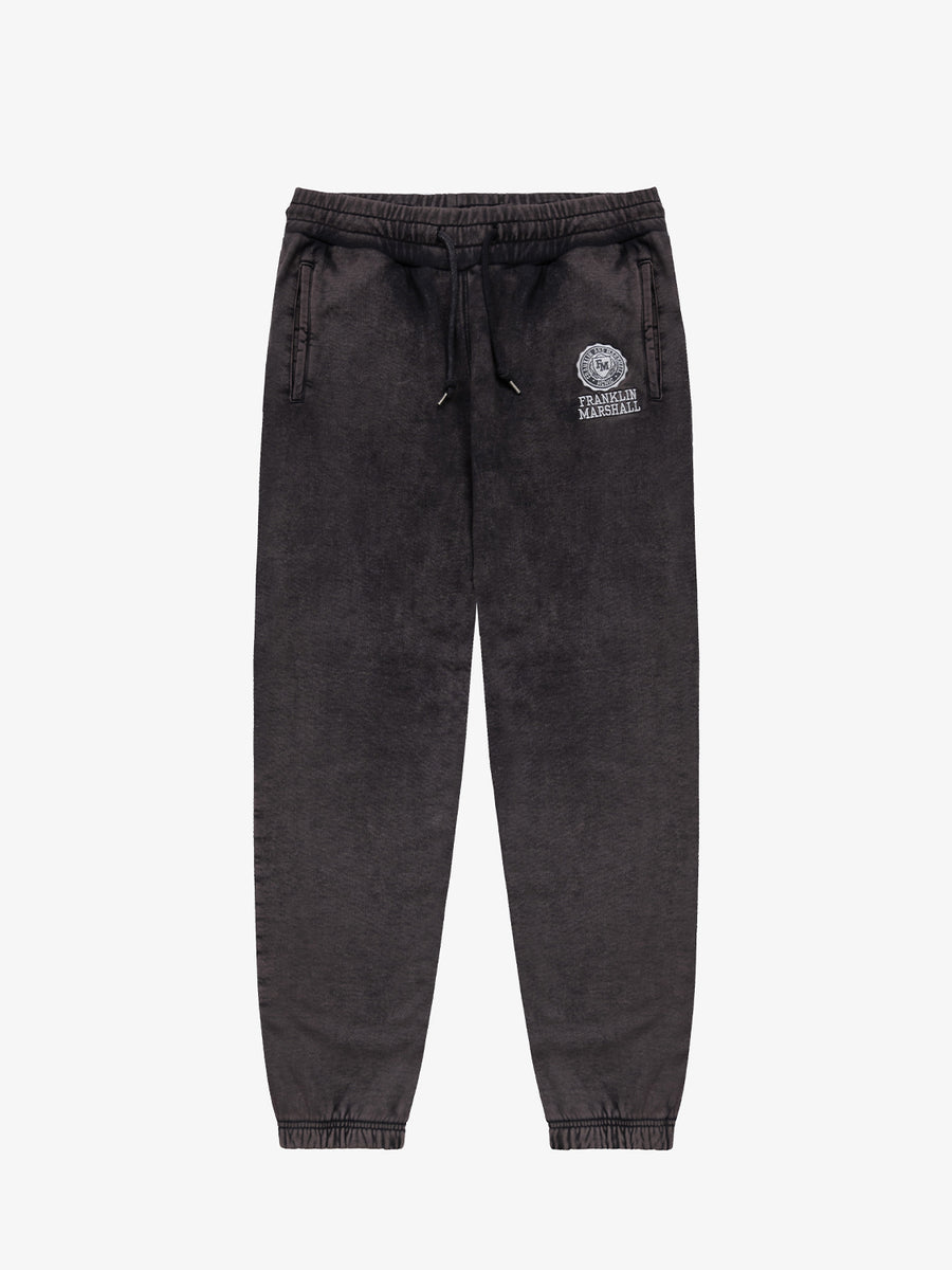 Marble wash jogger trousers with arch letter embroidery