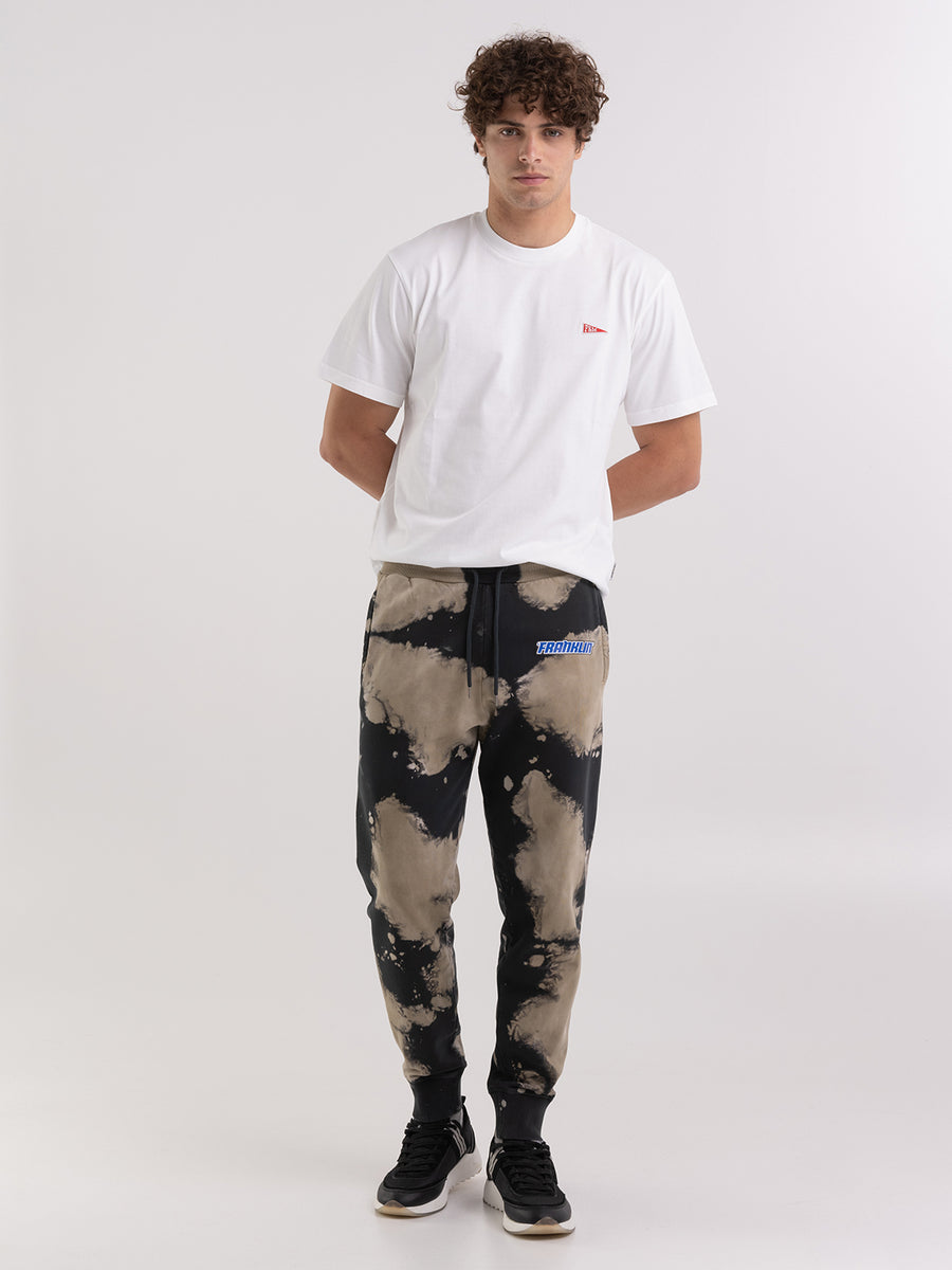Tie-dye jogger trousers with varsity embroidery