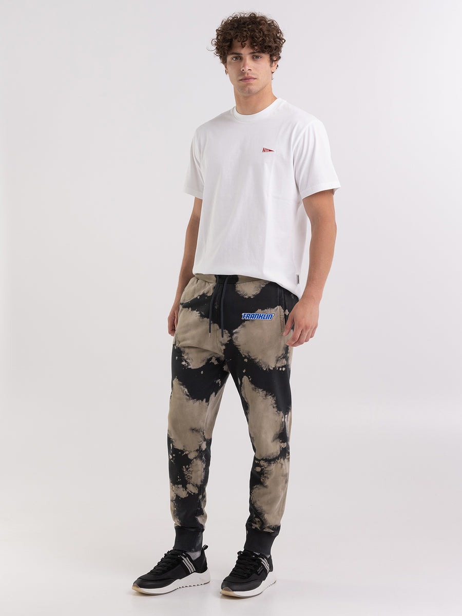 Tie-dye jogger trousers with varsity embroidery
