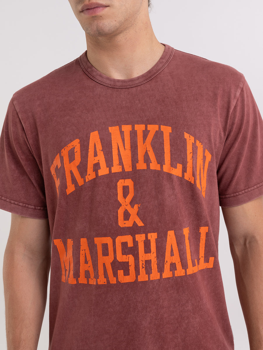 Marble wash t-shirt with arch letter print