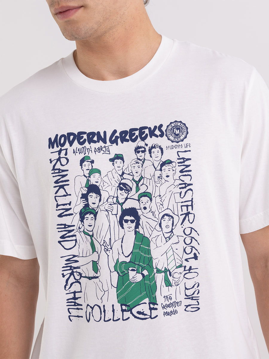 T-shirt in organic cotton with alumni modern Greeks print