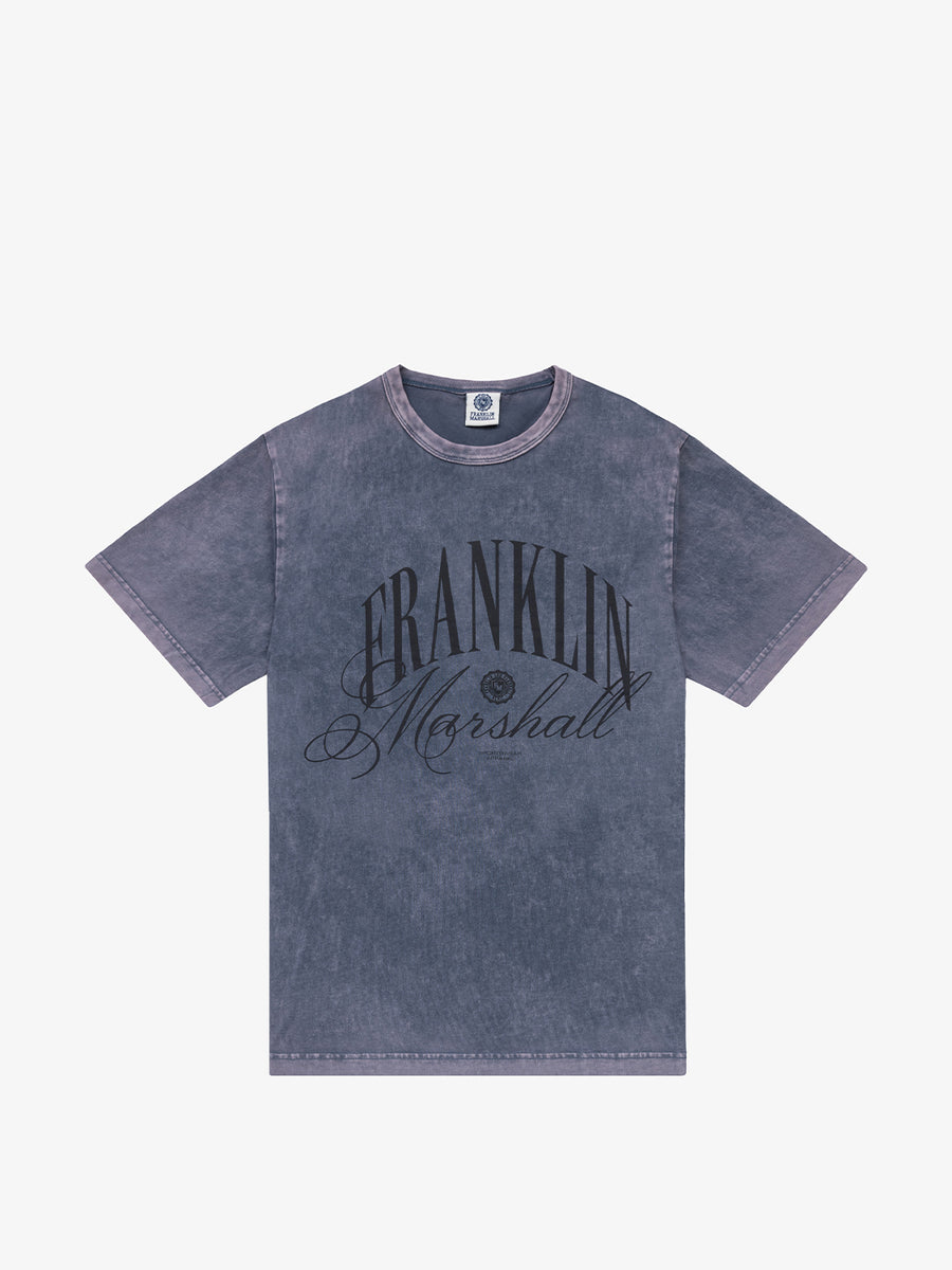 Marble wash t-shirt with italic logo print