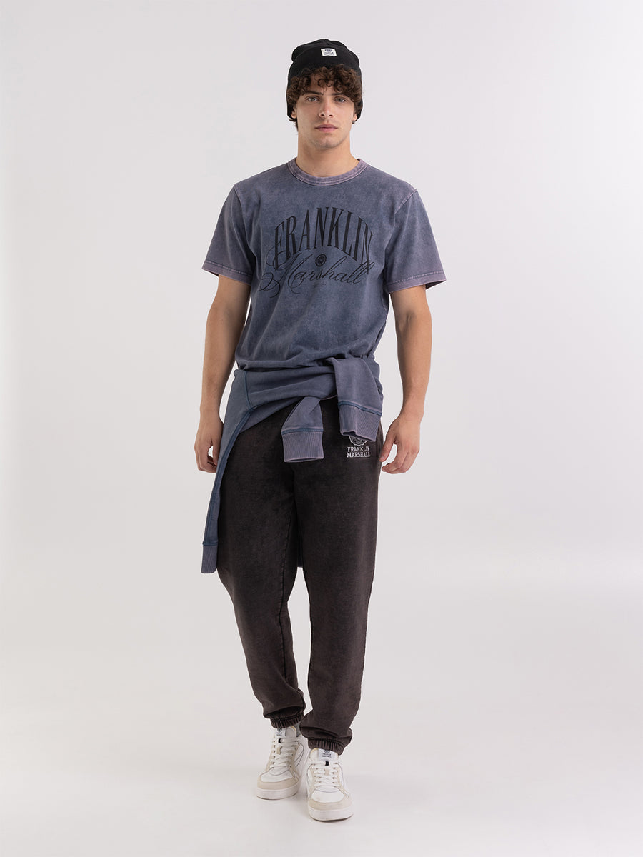 Marble wash t-shirt with italic logo print