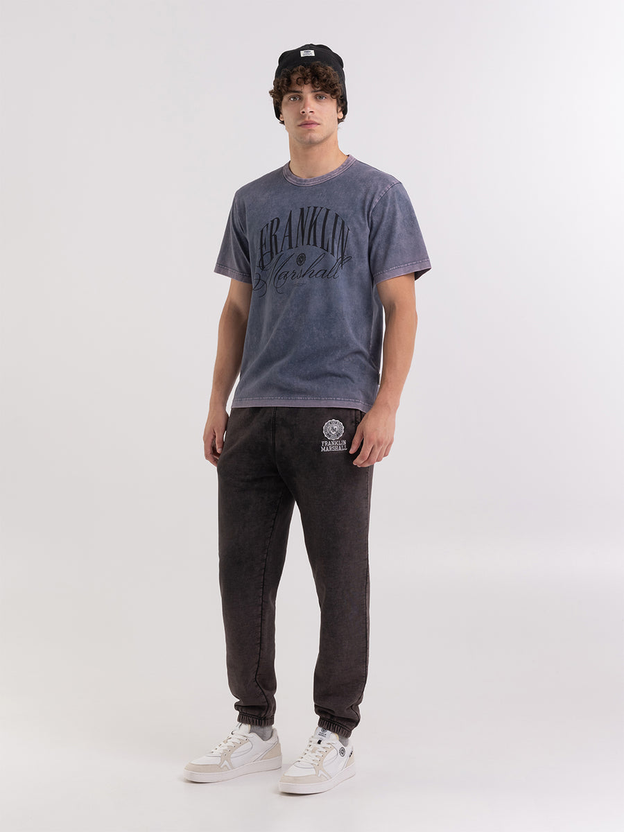 Marble wash t-shirt with italic logo print