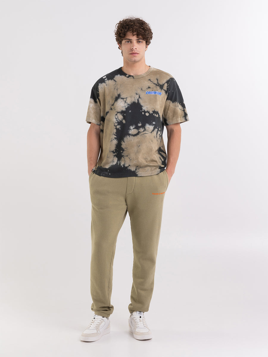 Tie dye t-shirt with varsity embroidery