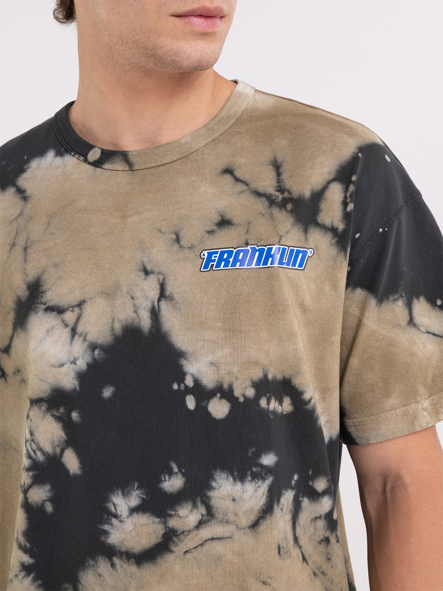 Tie dye t-shirt with varsity embroidery
