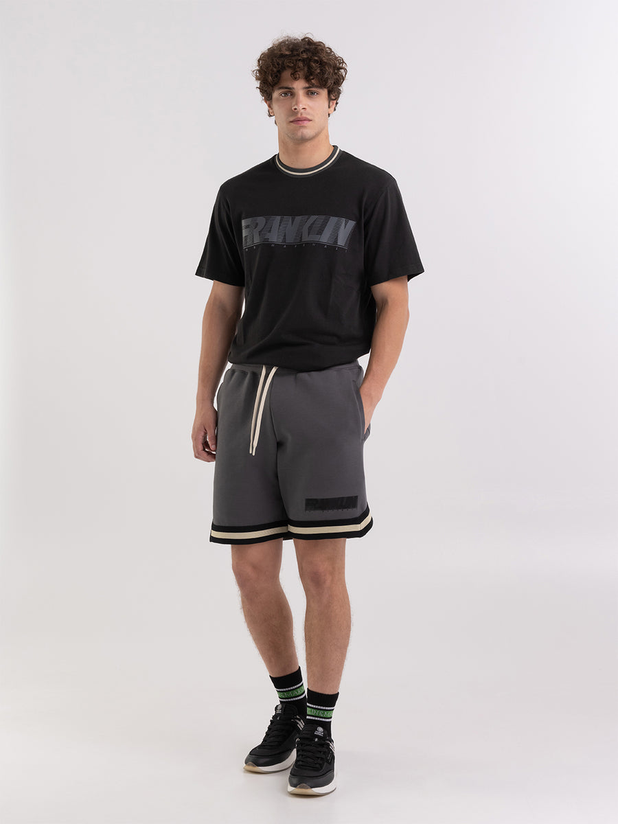 Shorts in technical fabric with heritage logo print