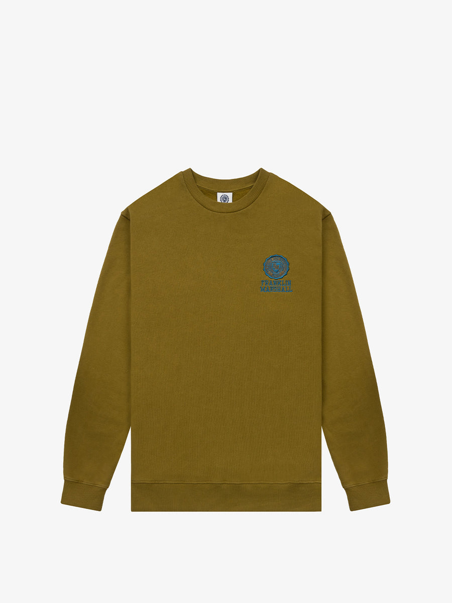 Agender crewneck sweatshirt with Crest logo embroidery