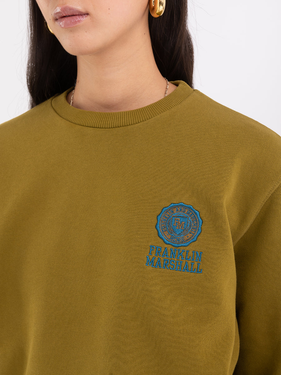 Agender crewneck sweatshirt with Crest logo embroidery