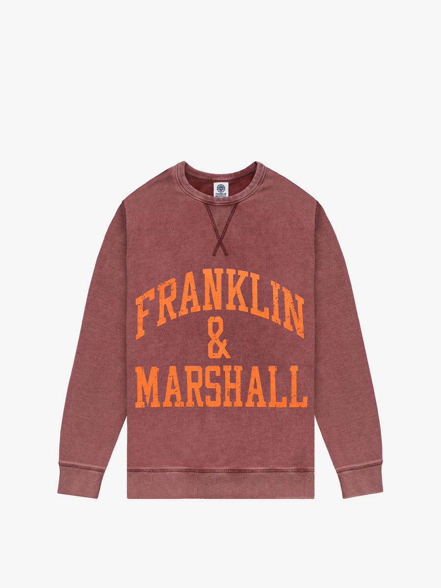 Marble wash crewneck sweatshirt with arch letter logo print