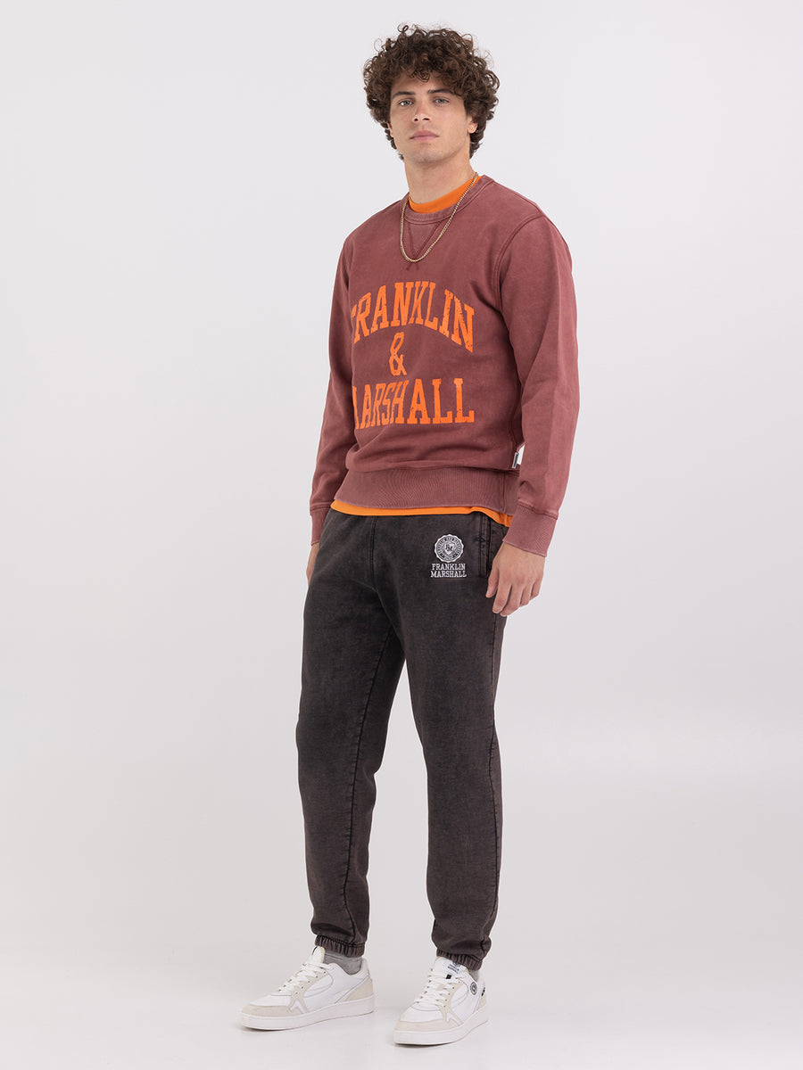 Marble wash crewneck sweatshirt with arch letter logo print
