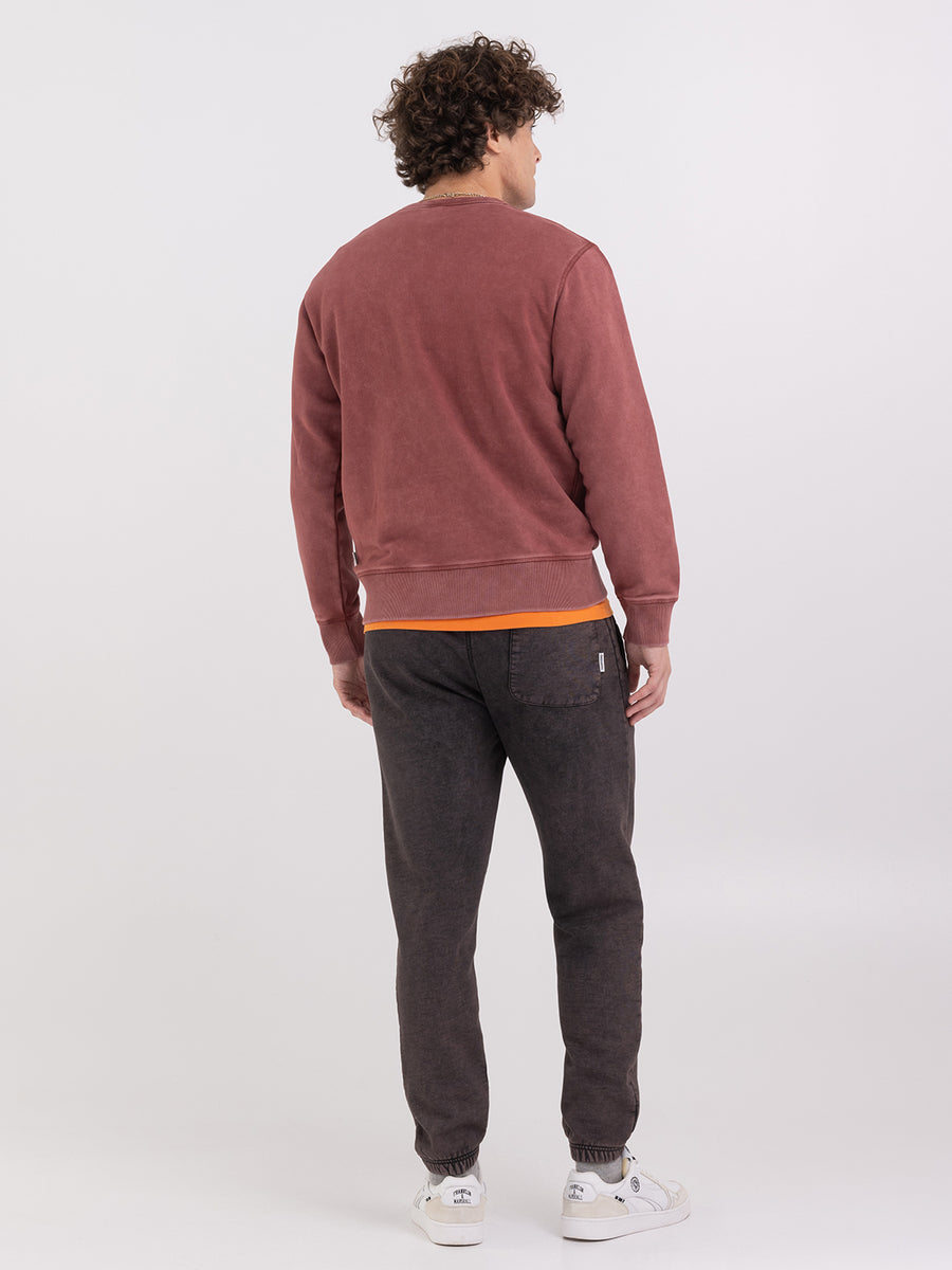 Marble wash crewneck sweatshirt with arch letter logo print