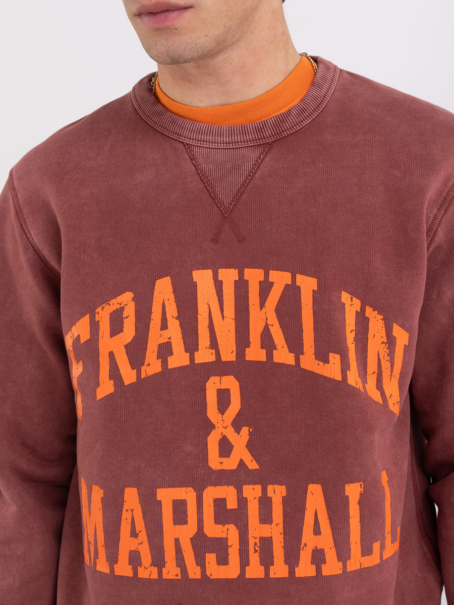 Marble wash crewneck sweatshirt with arch letter logo print