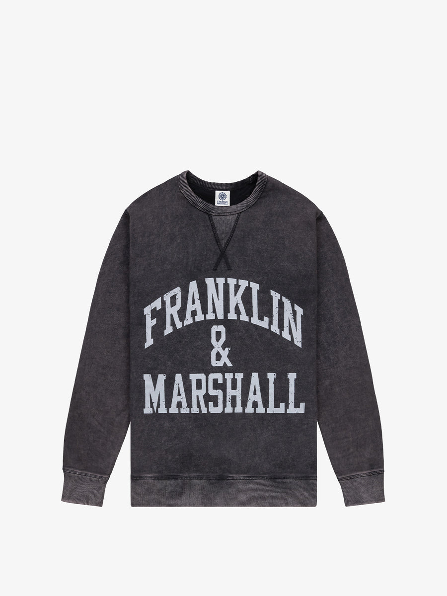 Marble wash crewneck sweatshirt with arch letter logo print