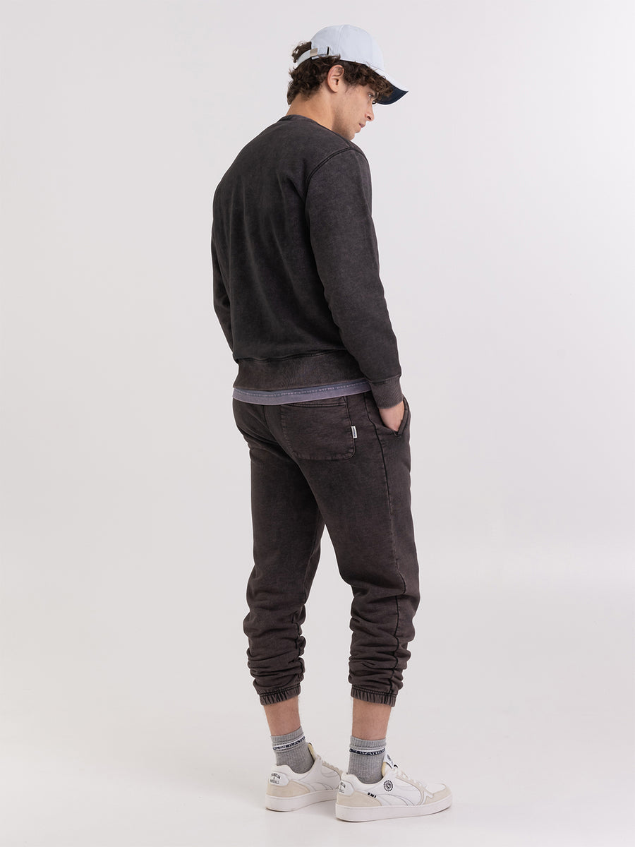 Marble wash crewneck sweatshirt with arch letter logo print