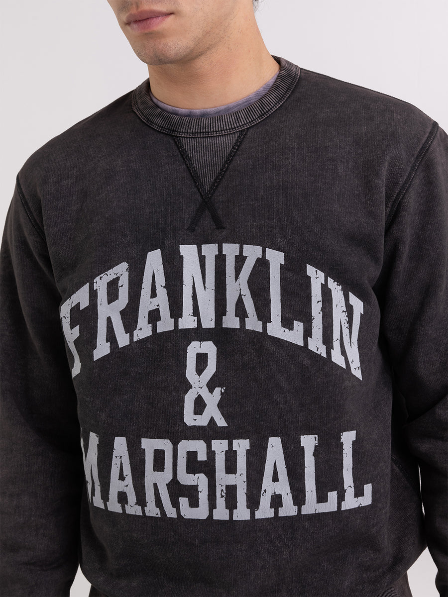 Marble wash crewneck sweatshirt with arch letter logo print
