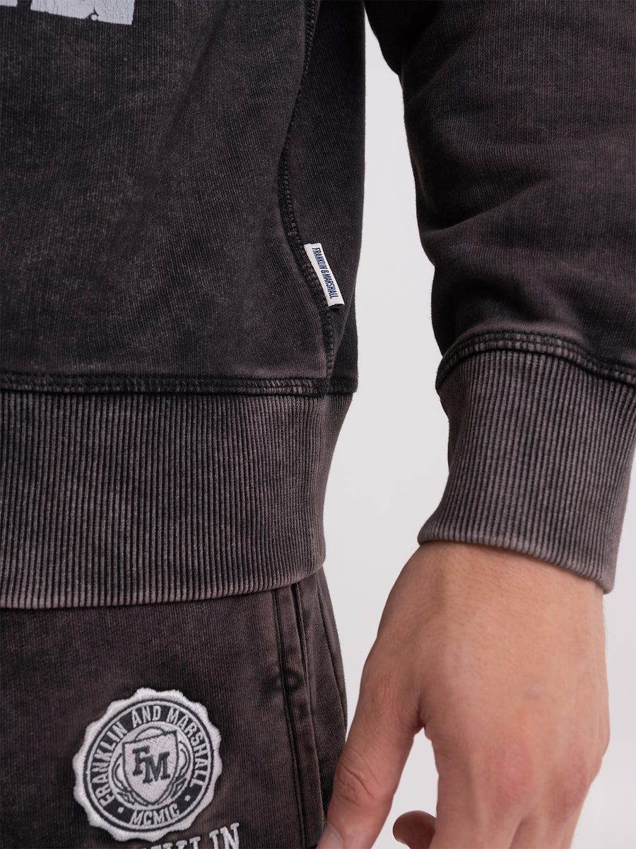 Marble wash crewneck sweatshirt with arch letter logo print