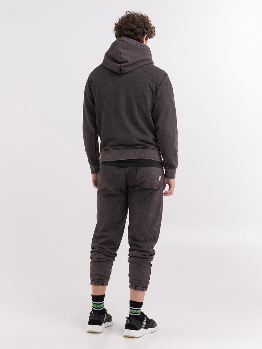 Felpa con cappuccio marble wash ricamo logo Crest