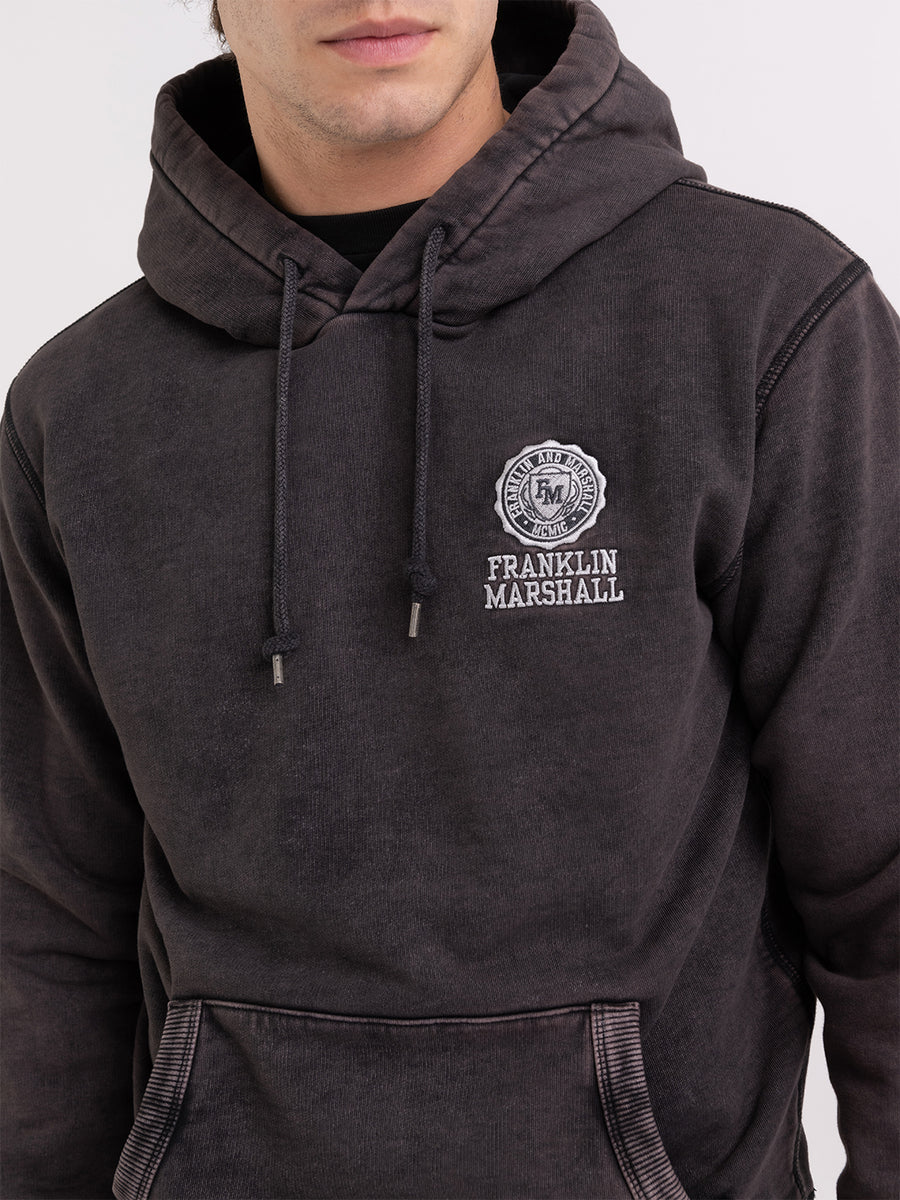 Felpa con cappuccio marble wash ricamo logo Crest