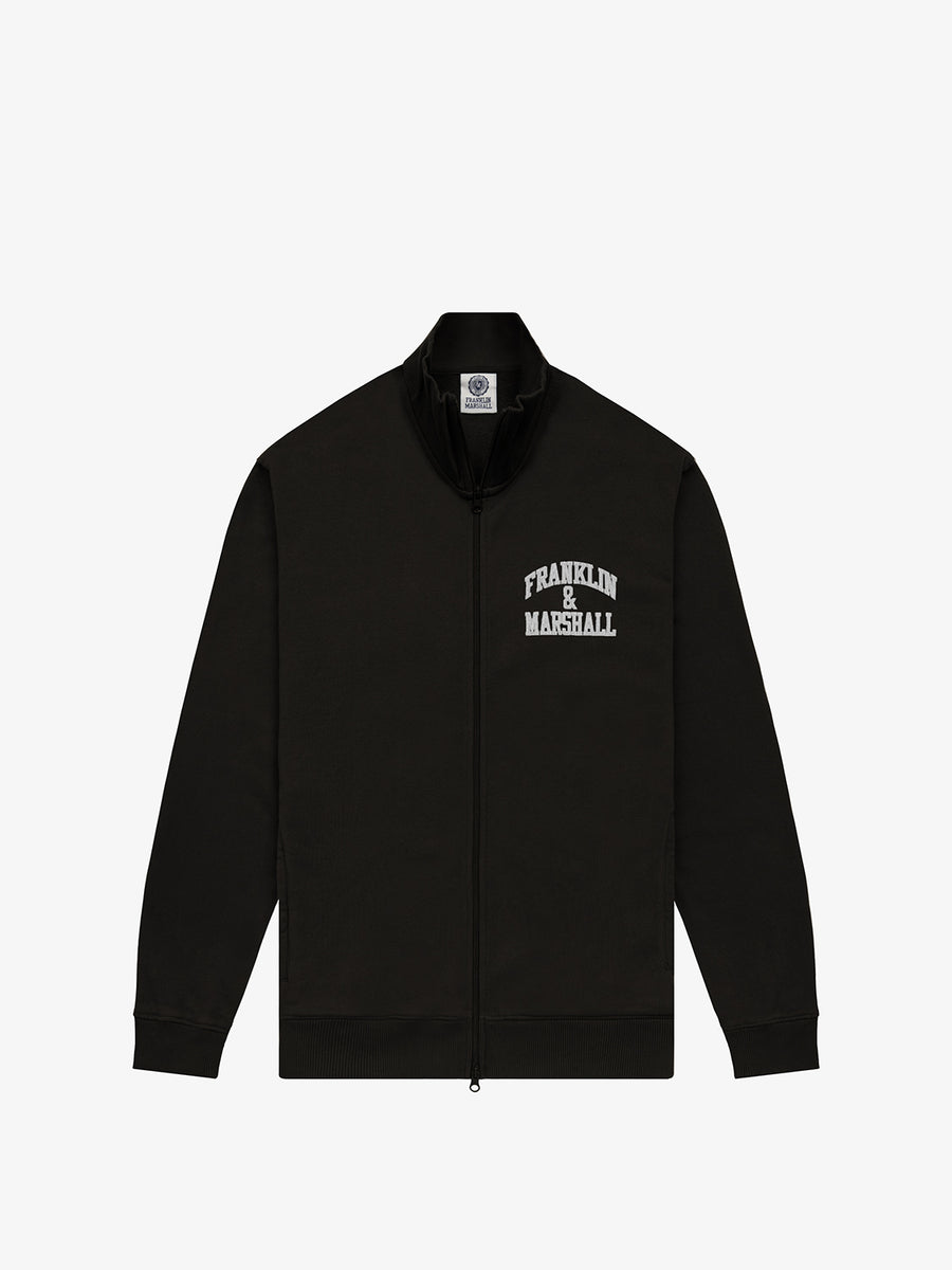 High neck sweatshirt with zipper and arch letter logo print