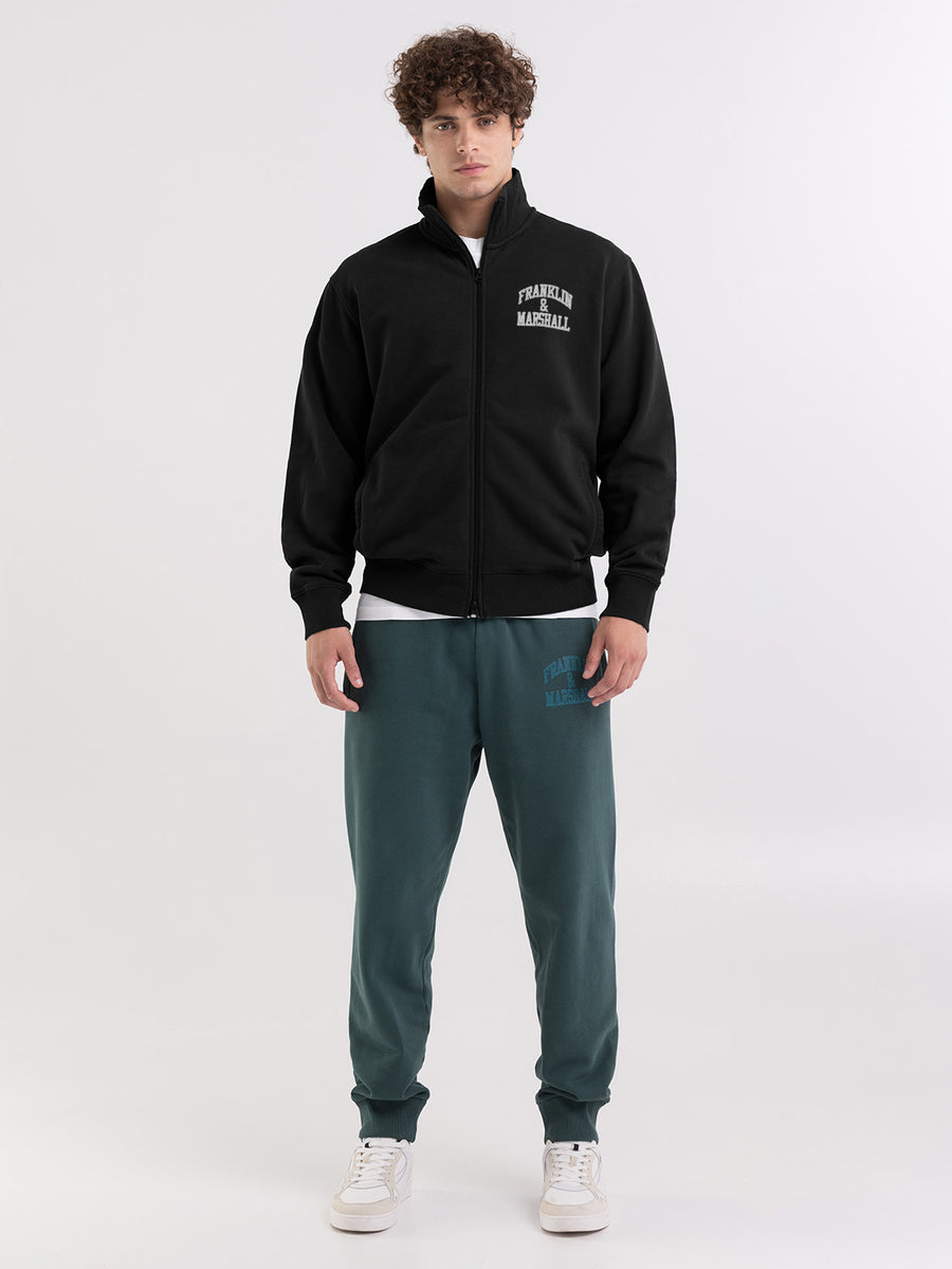 High neck sweatshirt with zipper and arch letter logo print