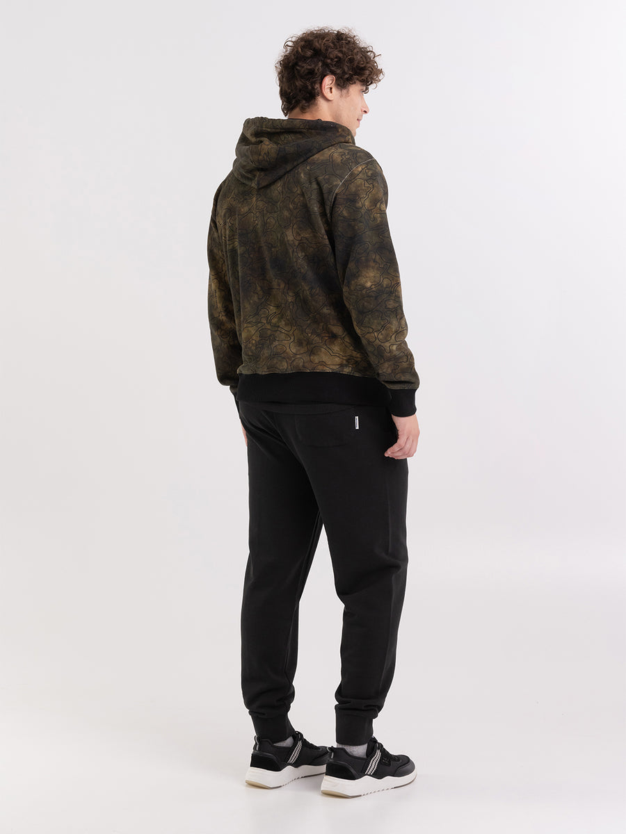 Half-zipper camouflage sweatshirt with logo print 