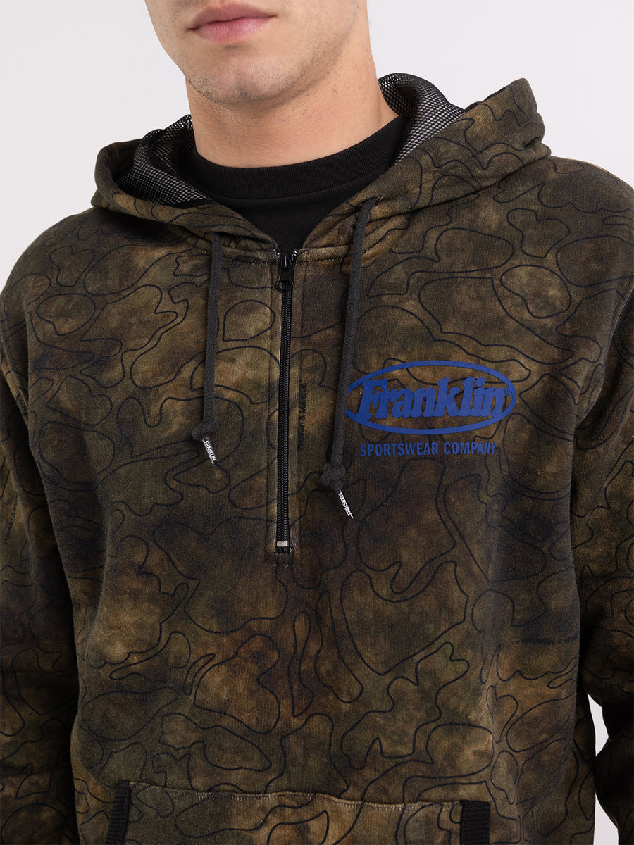Half-zipper camouflage sweatshirt with logo print 