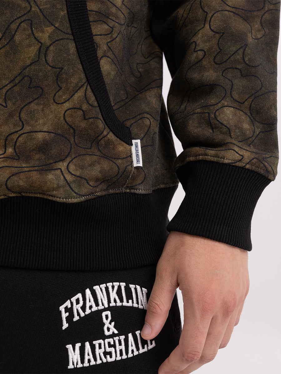 Half-zipper camouflage sweatshirt with logo print 