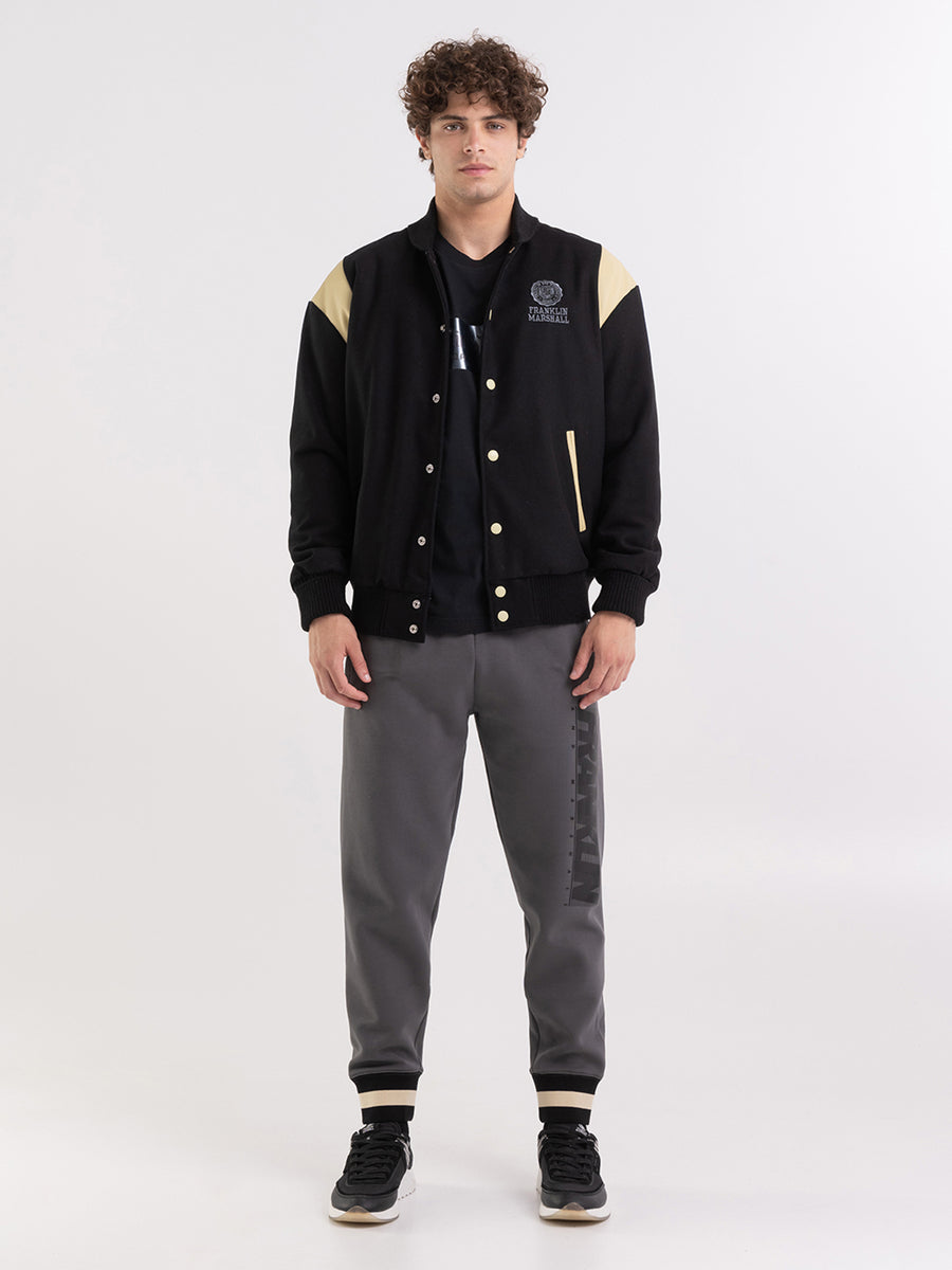 Varsity bomber jacket in melton wool with Crest logo embroidery
