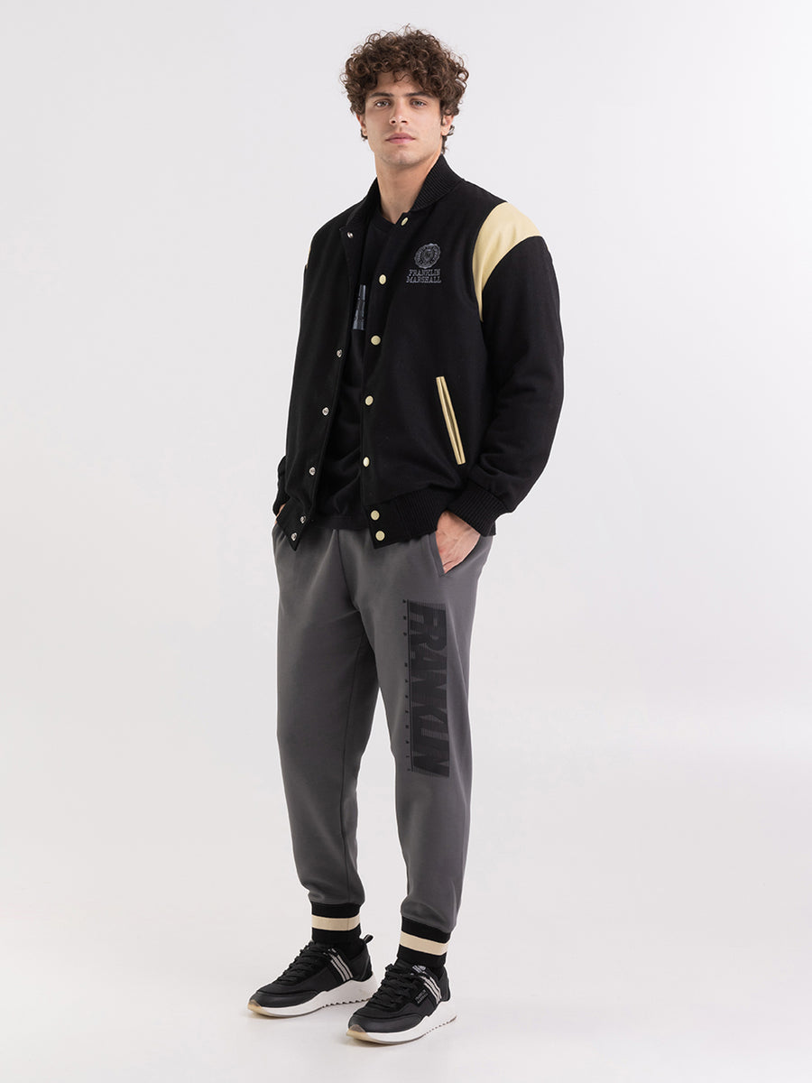 Varsity bomber jacket in melton wool with Crest logo embroidery