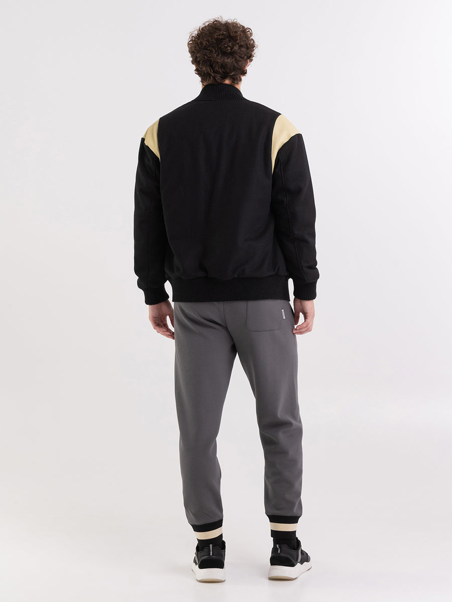 Varsity bomber jacket in melton wool with Crest logo embroidery