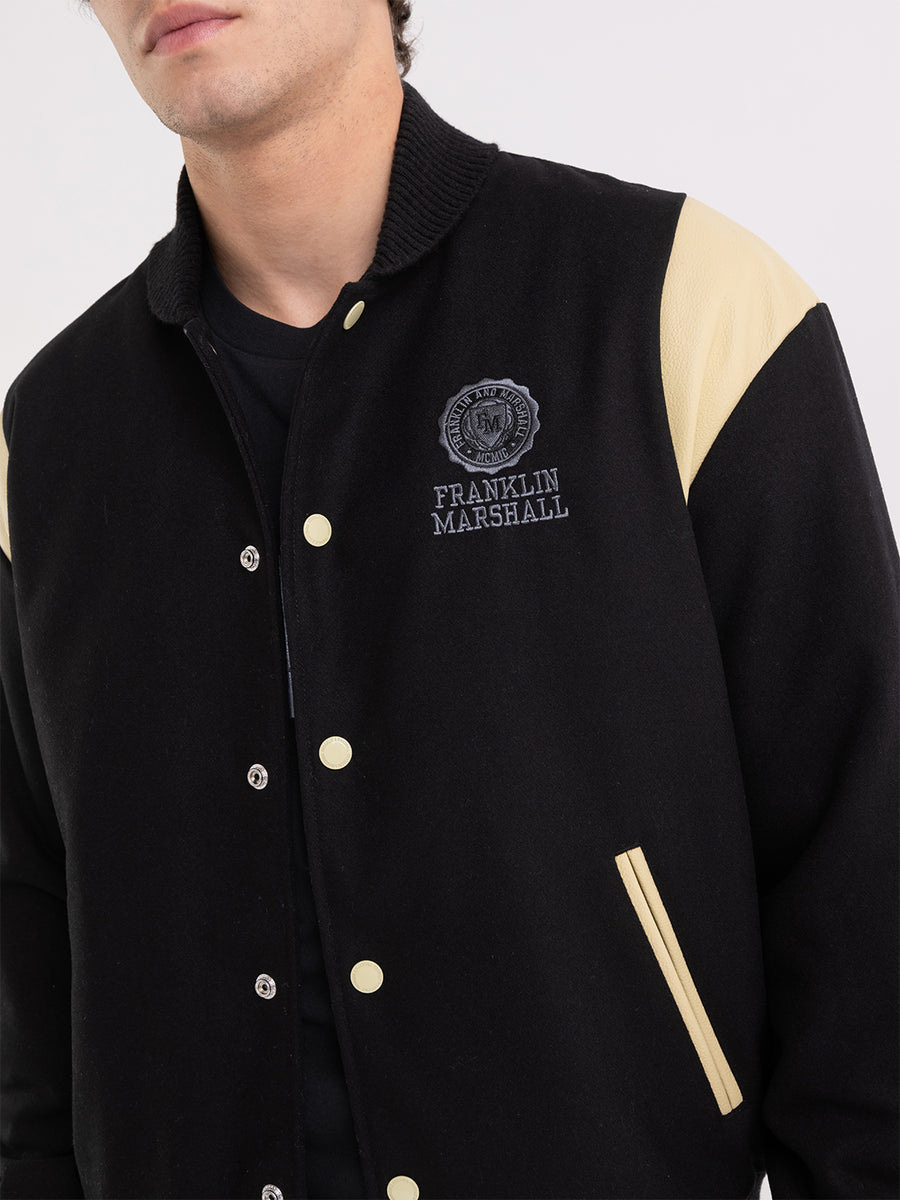 Varsity bomber jacket in melton wool with Crest logo embroidery