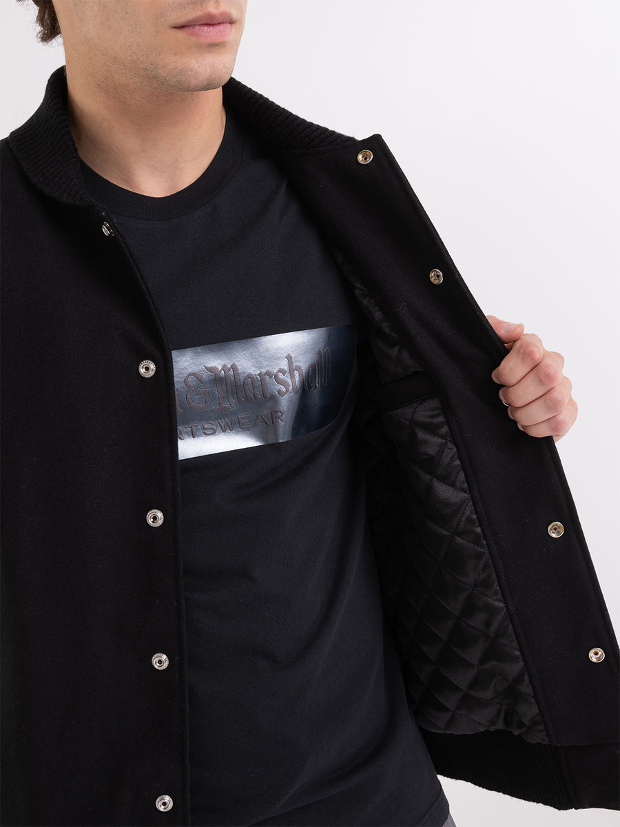 Varsity bomber jacket in melton wool with Crest logo embroidery