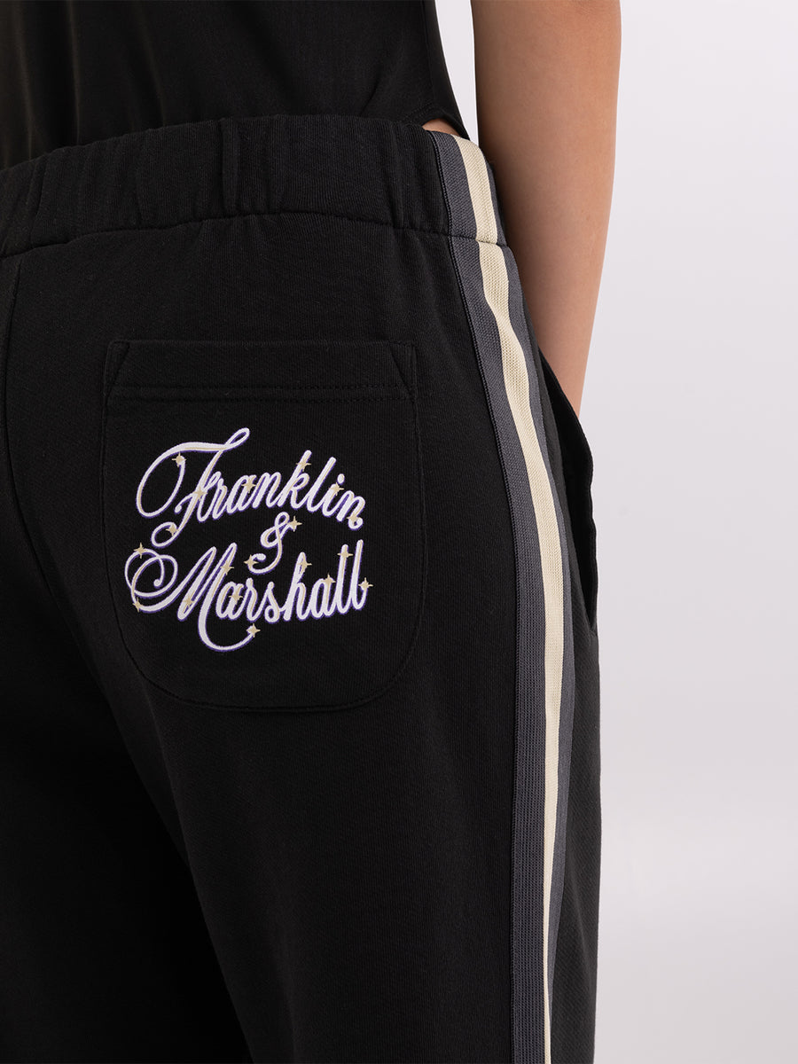 Wide leg jogger trousers with roller party logo print