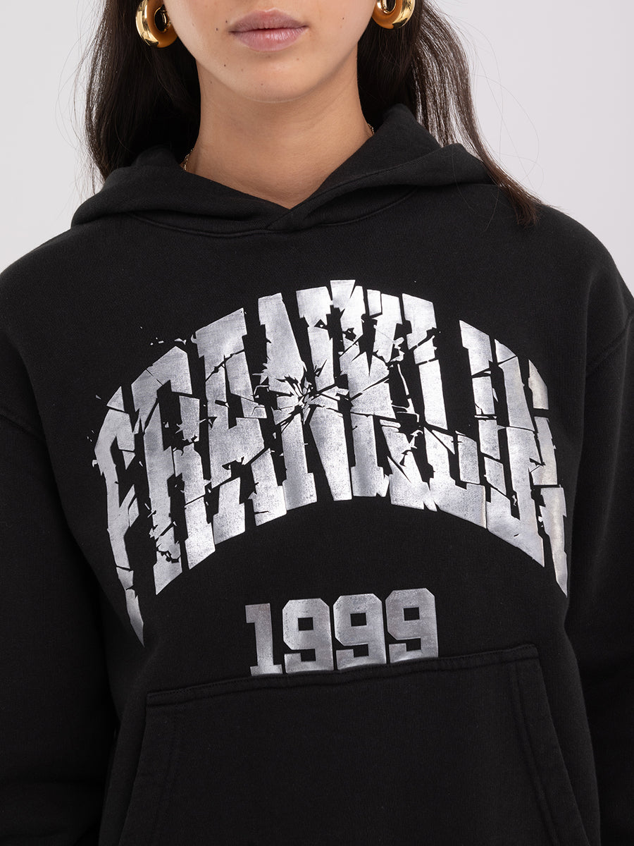 Hoodie with logo print with crackle effect
