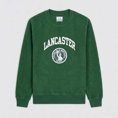 Printed crew-neck sweatshirt with reverse fabric