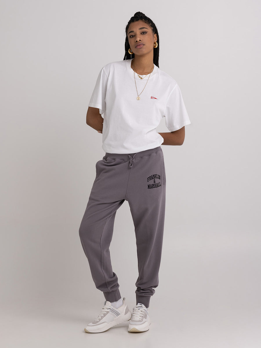 Agender jogger trousers with Arch letter embroidery