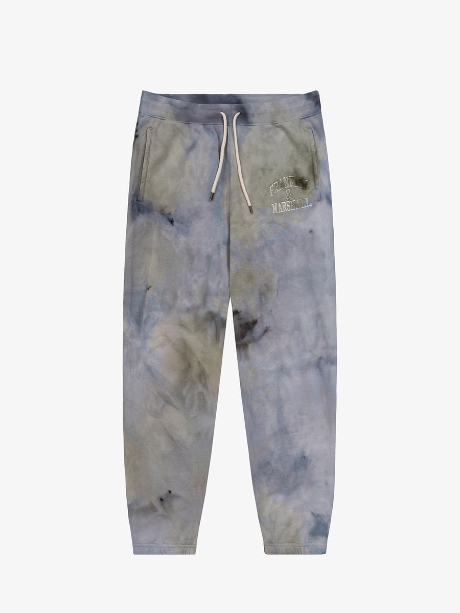 Garment-dyed ice dye Agender jogger pants with arch letter embroidery