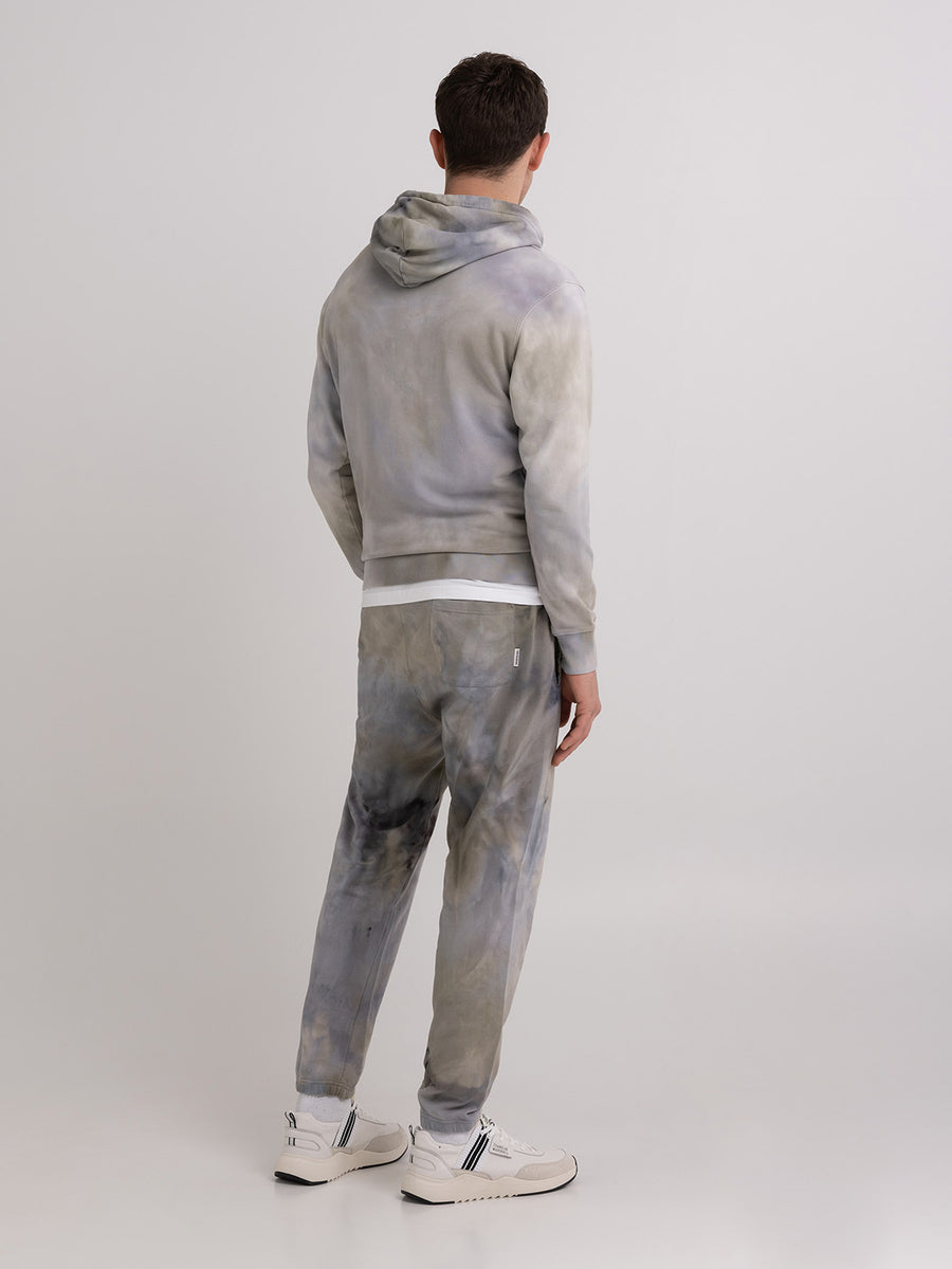 Garment-dyed ice dye Agender jogger pants with arch letter embroidery