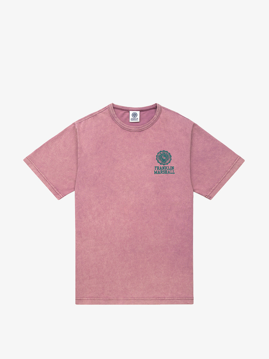 Acid wash garment-dyed t-shirt with Crest logo print