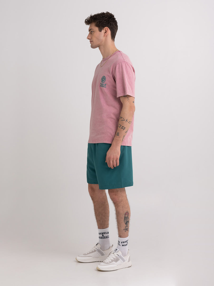 Acid wash garment-dyed t-shirt with Crest logo print